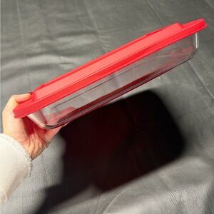 Glass Food Storage Container with Red Lid